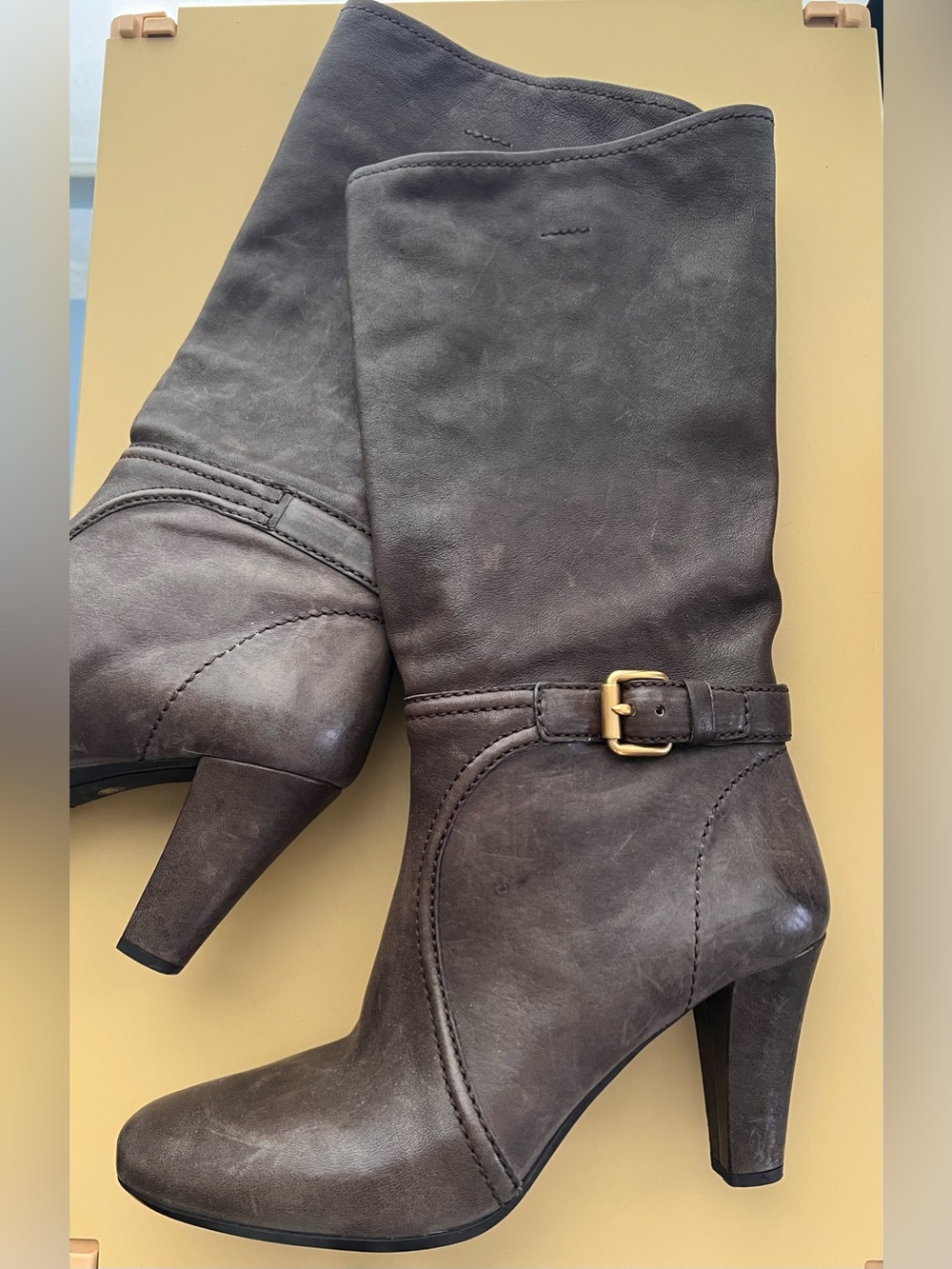 The Original Car Shoe by Prada brown boots buckle sz 39.5 fits small US 8